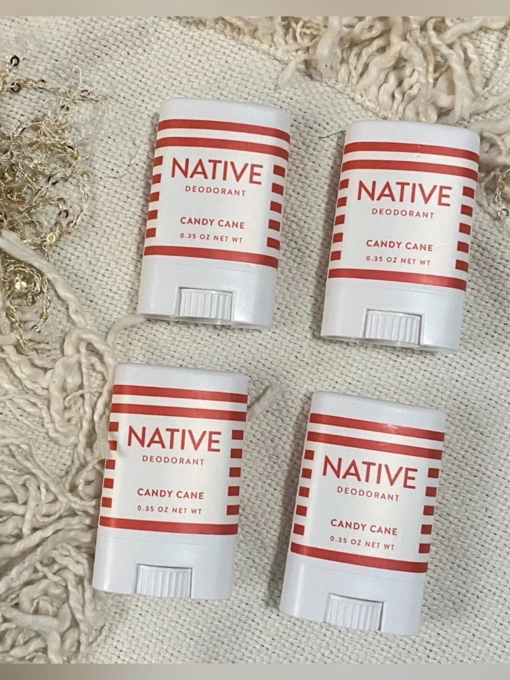 Native Deodorant Candy Cane SET OF 4 TRAVEL SIZE Paraben & Aluminum Free NEW